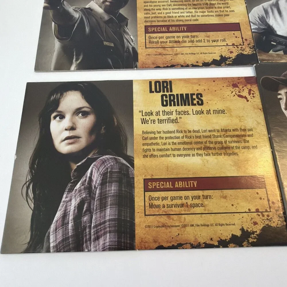 AMC The Walking Dead 2011 Board Game Replacement 6 Character Cards